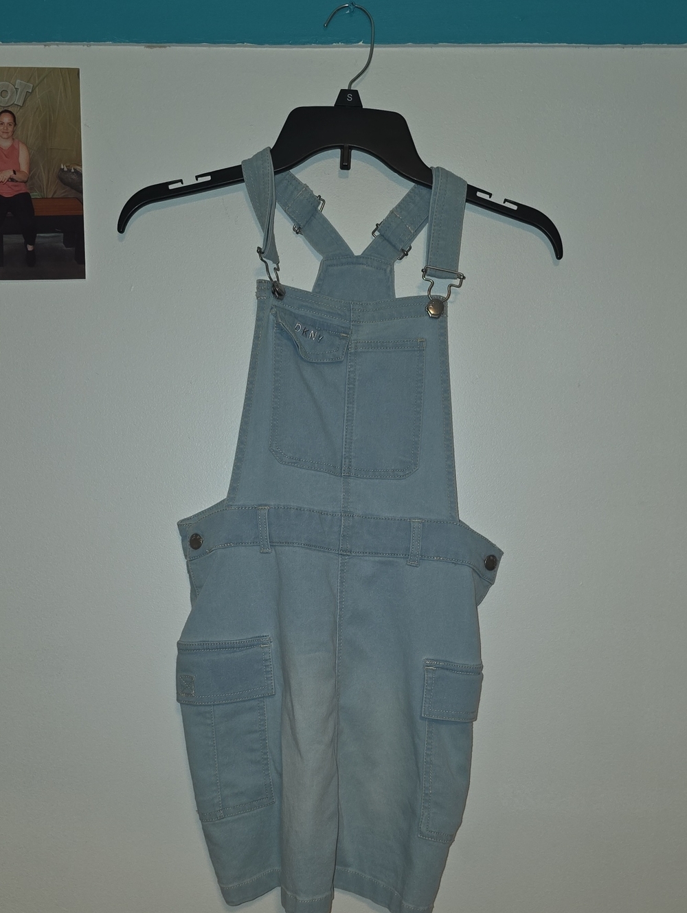 Dkny Light Blue Denim Overall Dress